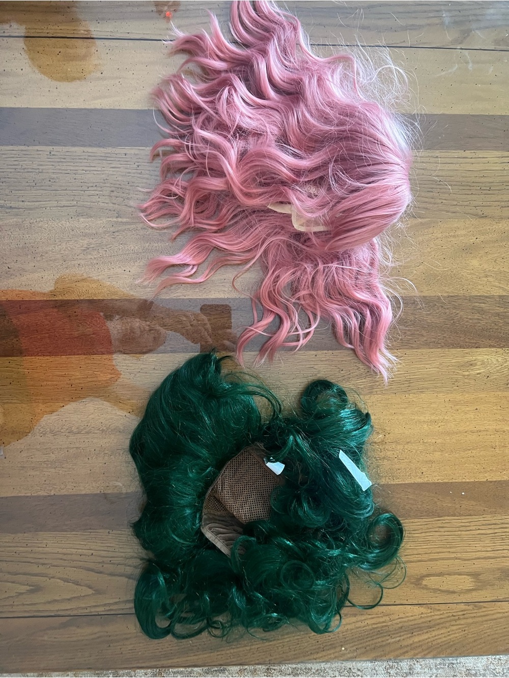 Pink and Green Women’s Wavy Hairpieces - Synthetic Wig Tops